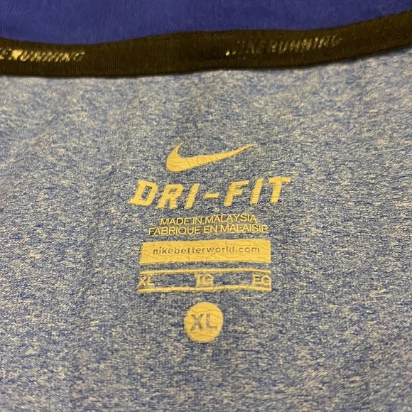 Nike 1/4 zip long sleeve dri fit running shirt heather blue w/curved hem XL - Picture 5 of 5